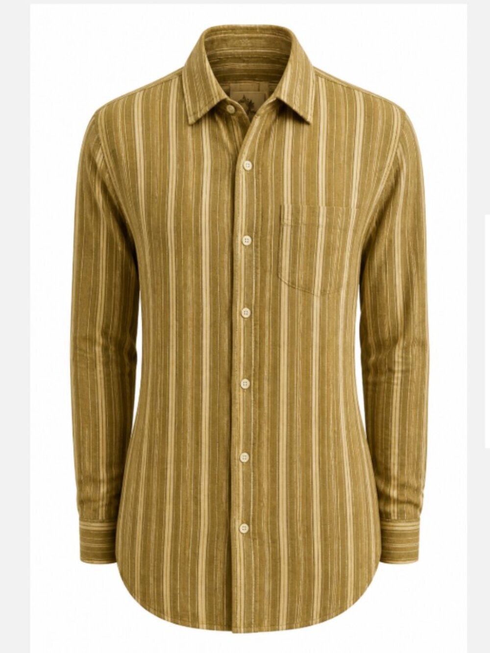 Montego Mon Men's S Olive Stripe Silk Blend Button Shirt Flip Cuff Resort Casual